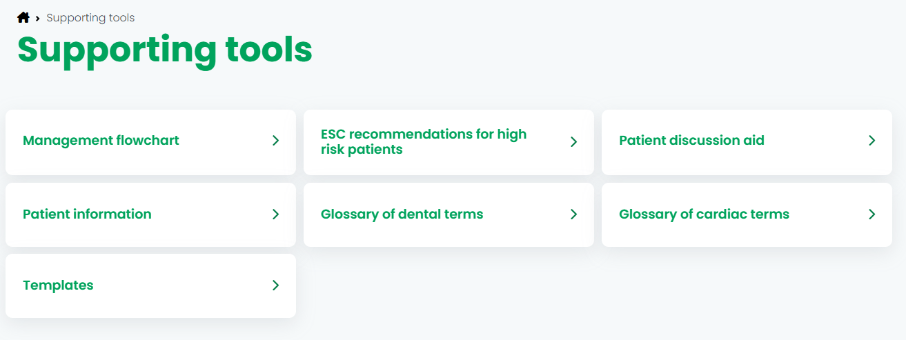 Image showing the Supporting tools landing page
